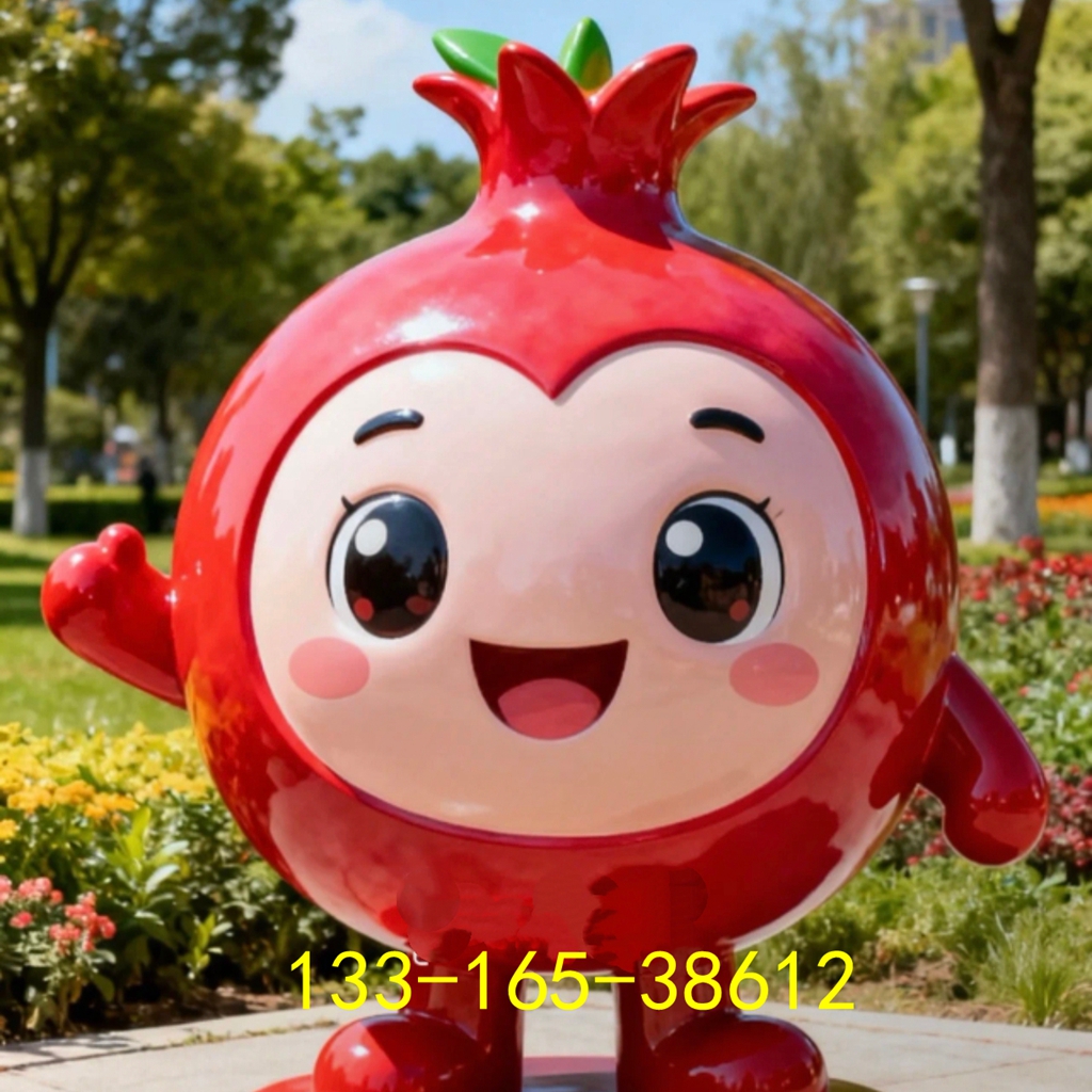 可爱石榴宝宝雕塑定制文化公园装饰民族团石榴籽精神模型仿真水果