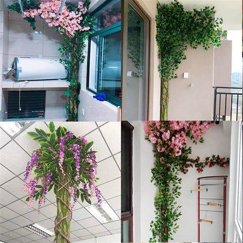 仿真假树皮管道装饰遮挡包下水管道美化管子柱子室内阳台假花藤条