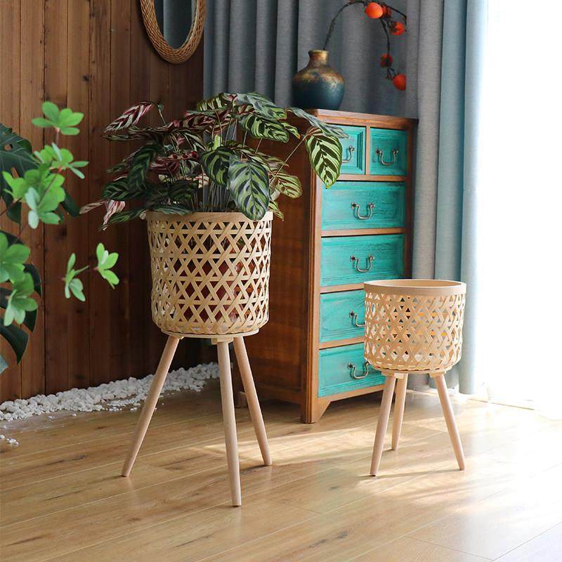 北欧竹编藤编花盆花架客厅植物花篮装饰龟背芋阳台摆件网红落地架,住宅家具,花架/花几,淘宝优惠券,粉丝福利购,淘宝优惠卷