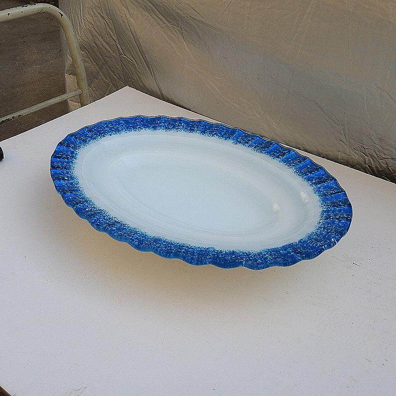 星空蓝椭圆钢化玻璃刺身盘干冰龙虾盘三文鱼盘子自助餐具果盘菜盘,餐饮具,盘,淘宝优惠券,粉丝福利购,淘宝优惠卷