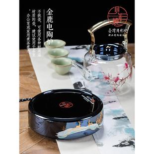 煮茶哭器国潮泡茶壶办公 贝彩烧金鹿电陶炉智能家用静音煮茶炉中式