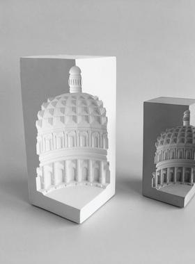 【丁言】水泥建筑模型摆件北欧创意家居装饰桌面玄关客厅酒柜摆设