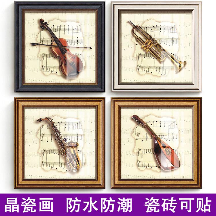 欧式现代简约音乐乐器乐谱咖啡馆西餐厅酒吧客厅卧室墙壁装饰挂画图片