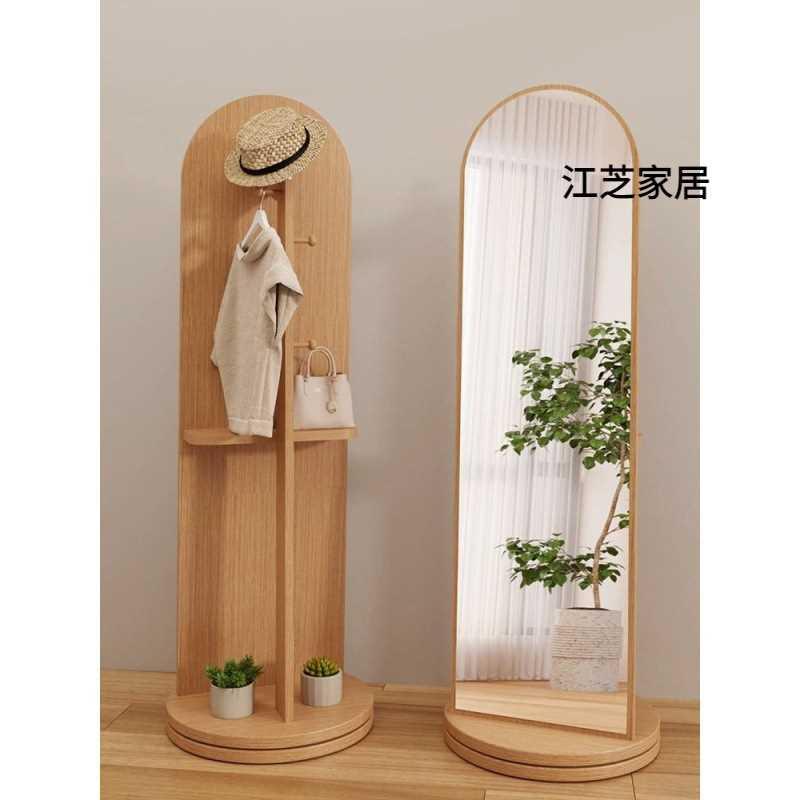 多功能旋转轮子穿衣镜卧室挂衣架一体全身落地镜家用网红试衣镜子