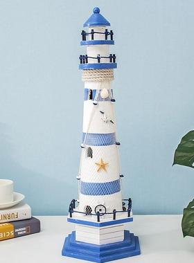 地中海风格简约实木灯塔瞭望塔模型创意桌面酒柜电视柜家居装饰品