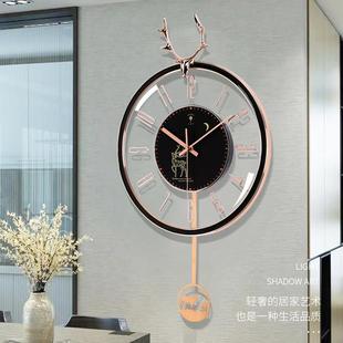 北极星北欧轻奢客厅家用静音钟表个性时尚鹿头挂钟创意潮流石英钟