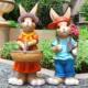 卡通花缸兔子雕塑彷真动物户外花园林景观装 饰幼儿园小品树脂摆饰