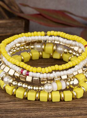 波西米亚手串糖果色多串