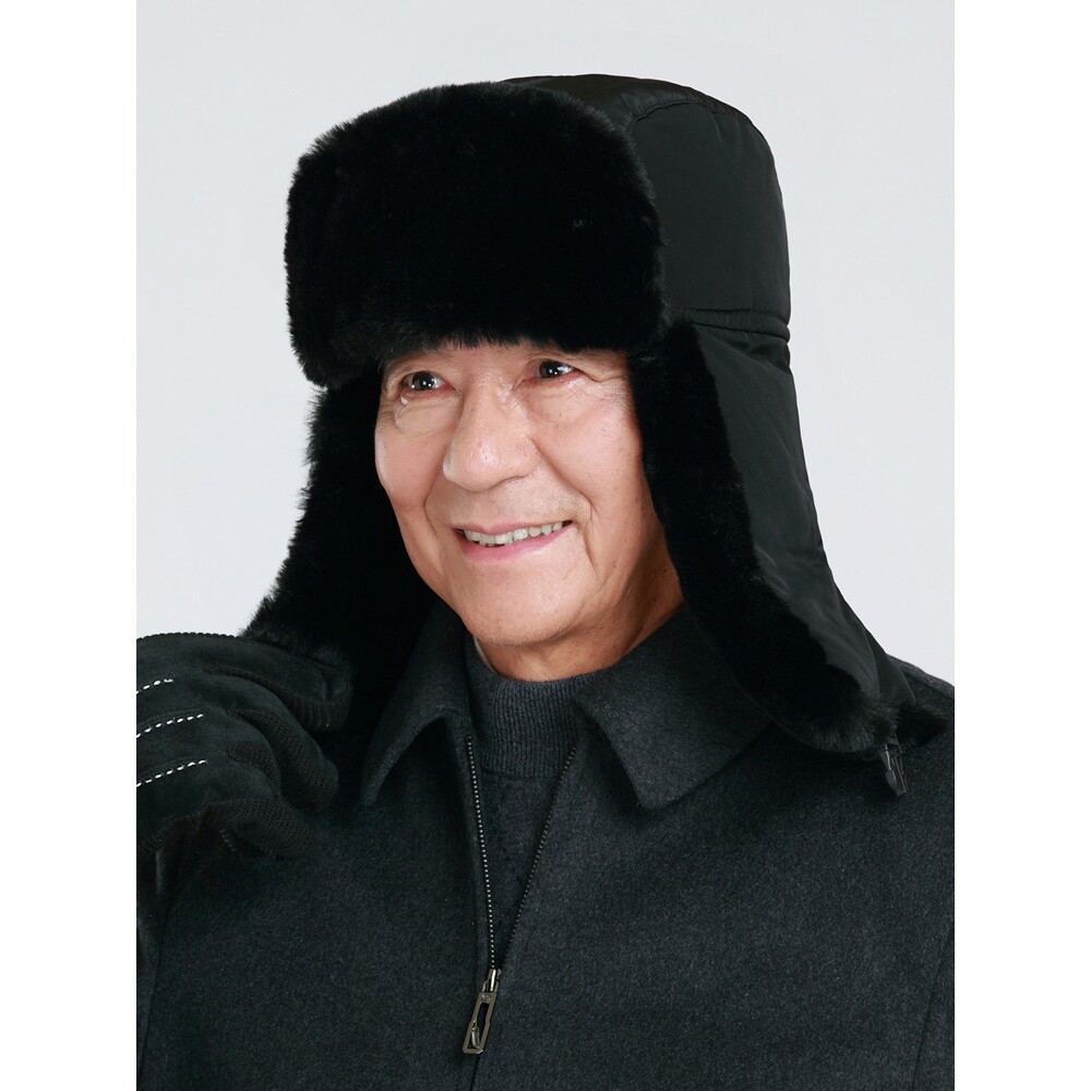 中老年帽子男士秋冬季雷锋帽冬天骑行防风老头帽东北户外防寒帽爸