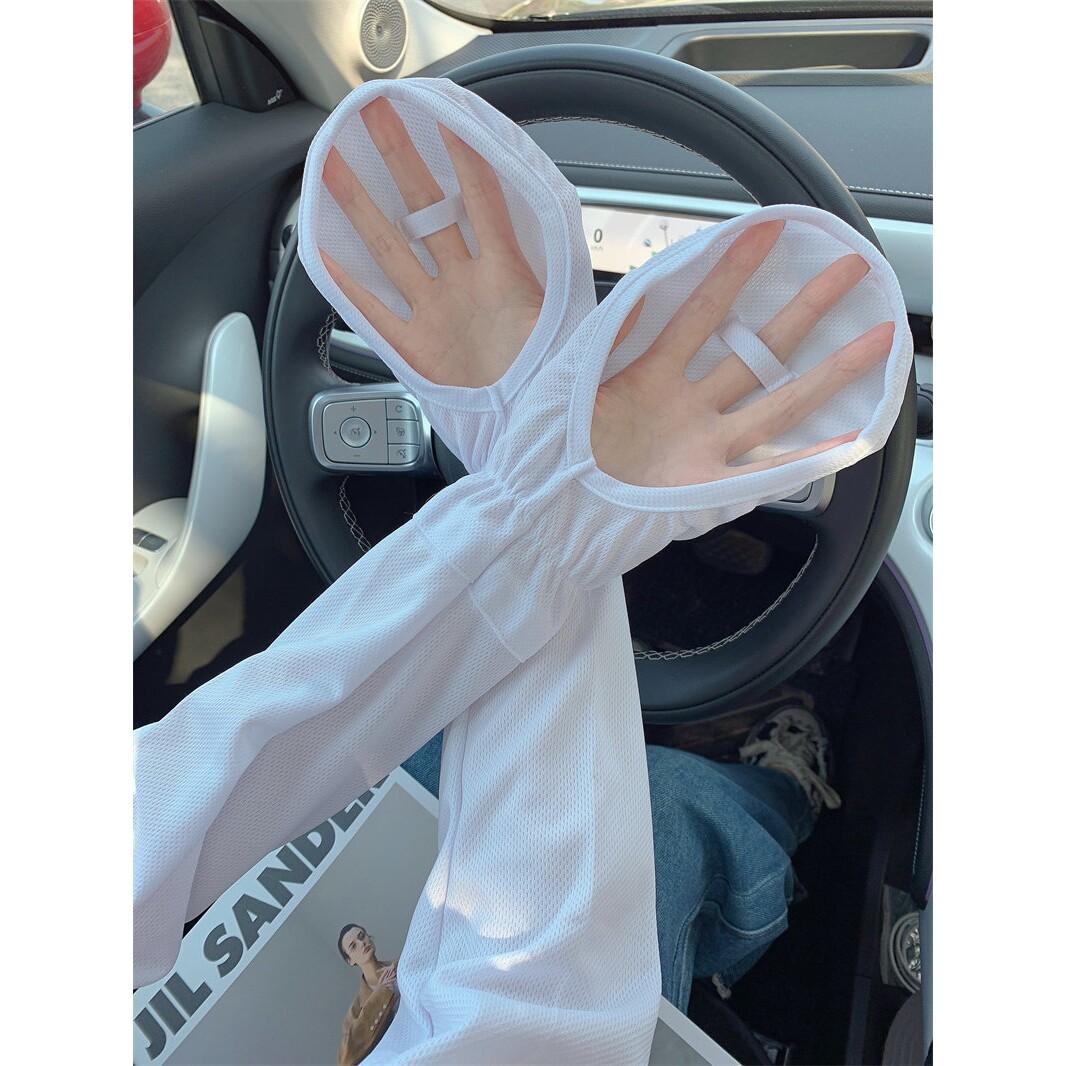 防晒薄冰丝手袖套手套夏季开车电动车遮手指宽松时尚男女防紫外线