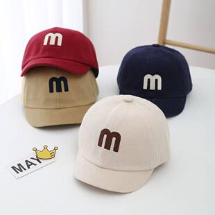 儿童帽子春秋婴儿宝宝1-3岁字母鸭舌帽男女小童韩版时尚棒球帽潮