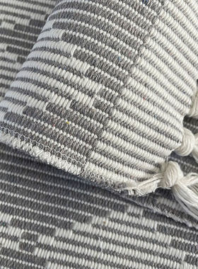 棉麻编织地毯可机洗客厅卧室床边毯露营野餐垫薄款防滑垫格纹60x1