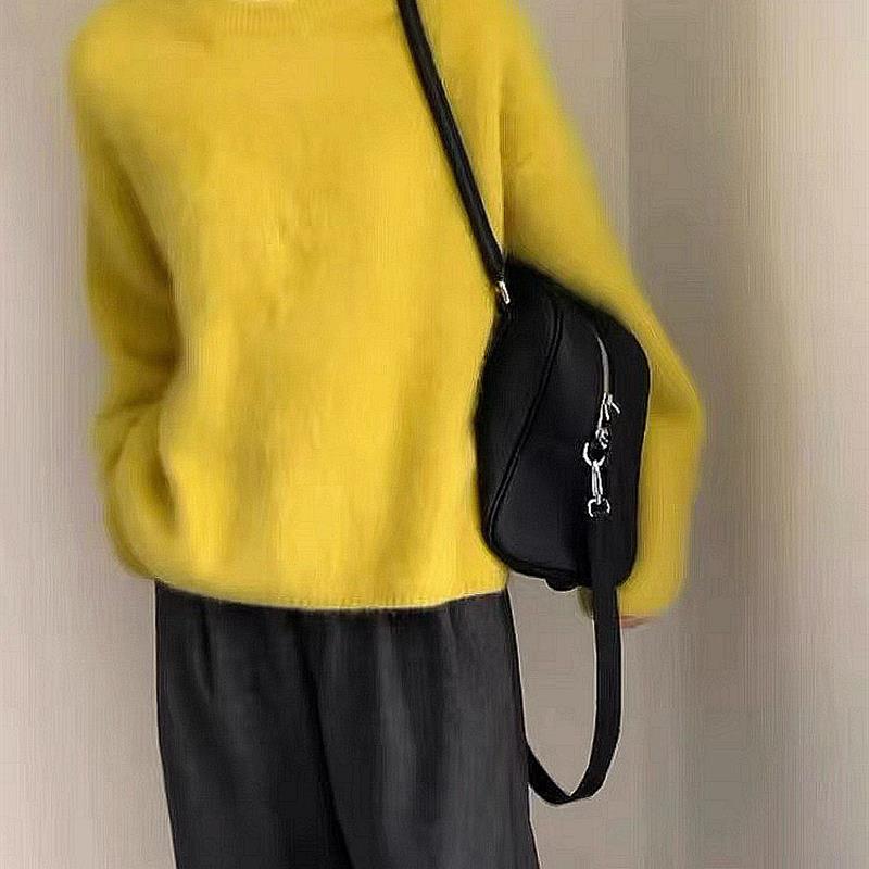 软糯奶fufu高级感兔毛毛衣女套头宽松秋冬新款慵懒风针织衫上衣厚