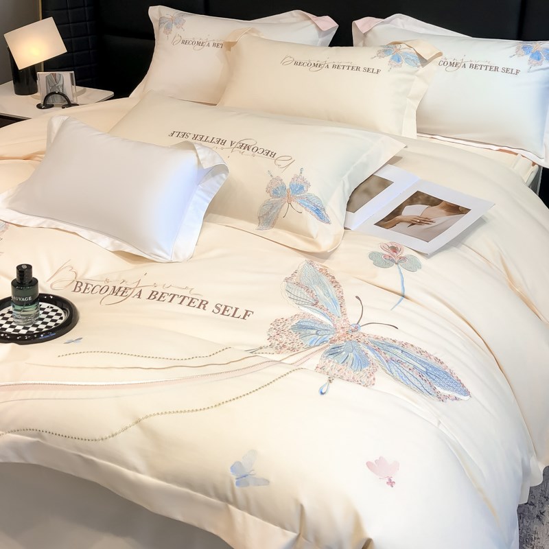 母婴级A类200支纯棉四件套高档刺绣100全棉加厚被套床单床上用品4