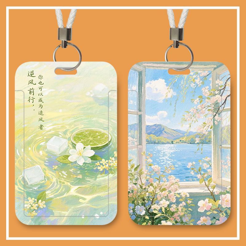 油画梵高饭卡滑盖卡套学