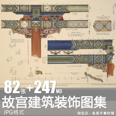 中国古代北京皇城建筑装饰图案纹样榫卯结构故宫配色参考素材图片