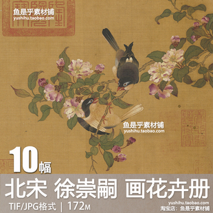 北宋徐崇嗣画花卉册禽鱼蝶鹤动物花鸟工笔画参考临摹电子图片素材