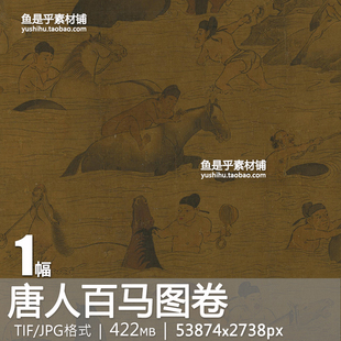 唐人百马图卷骏马动物绘画艺术名画古画临摹资料参考电子图片素材