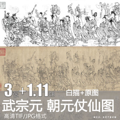 朝元仙仗图北宋武宗元工笔人物绘画白描高清图片临摹电子资料素材