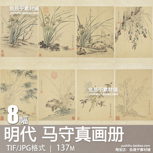 明代马守真湘兰画册兰花古代花卉国画艺术参考临摹电子版图片素材