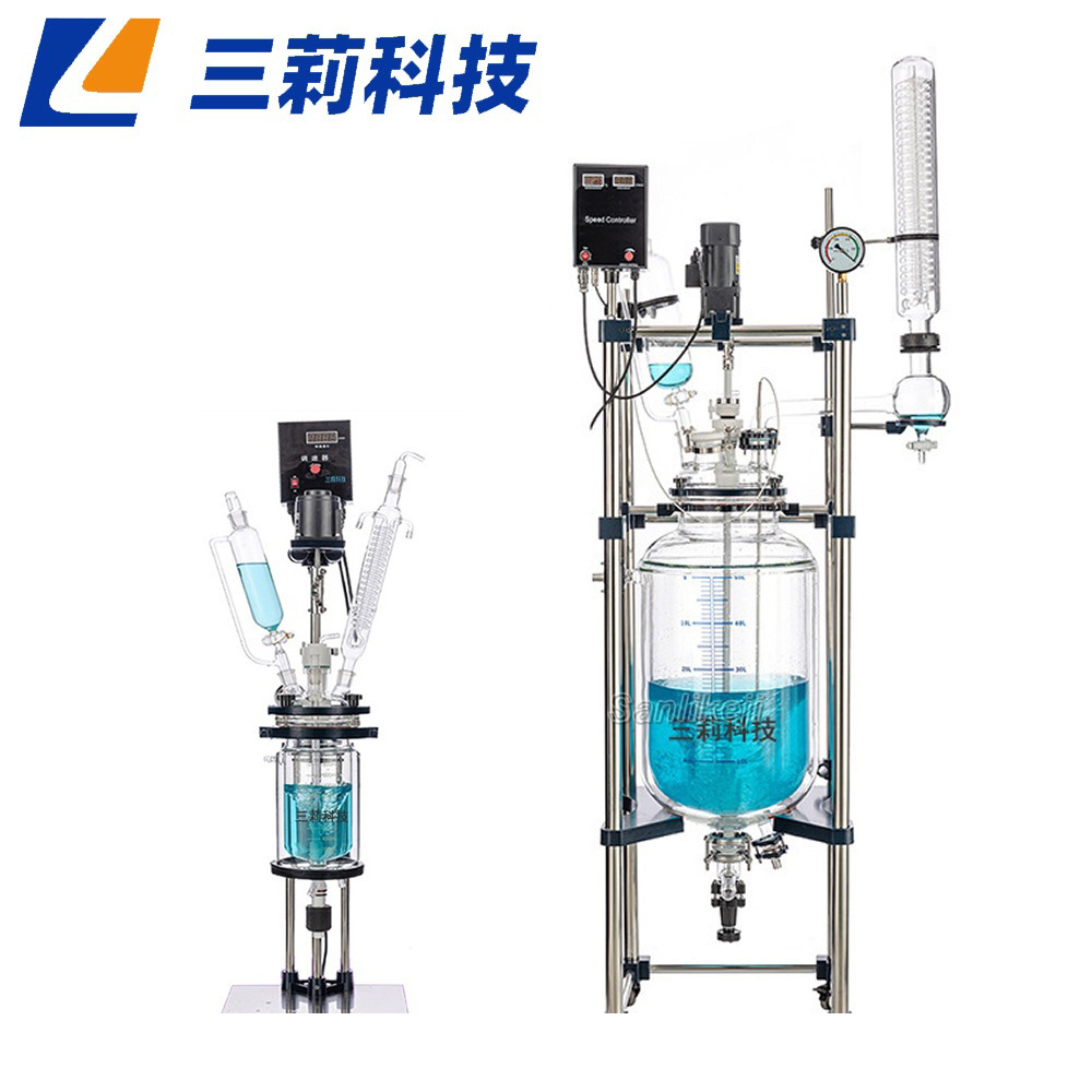 S212-100L双层玻璃反应釜 5 20 50 100 200升防爆双层玻璃反应釜