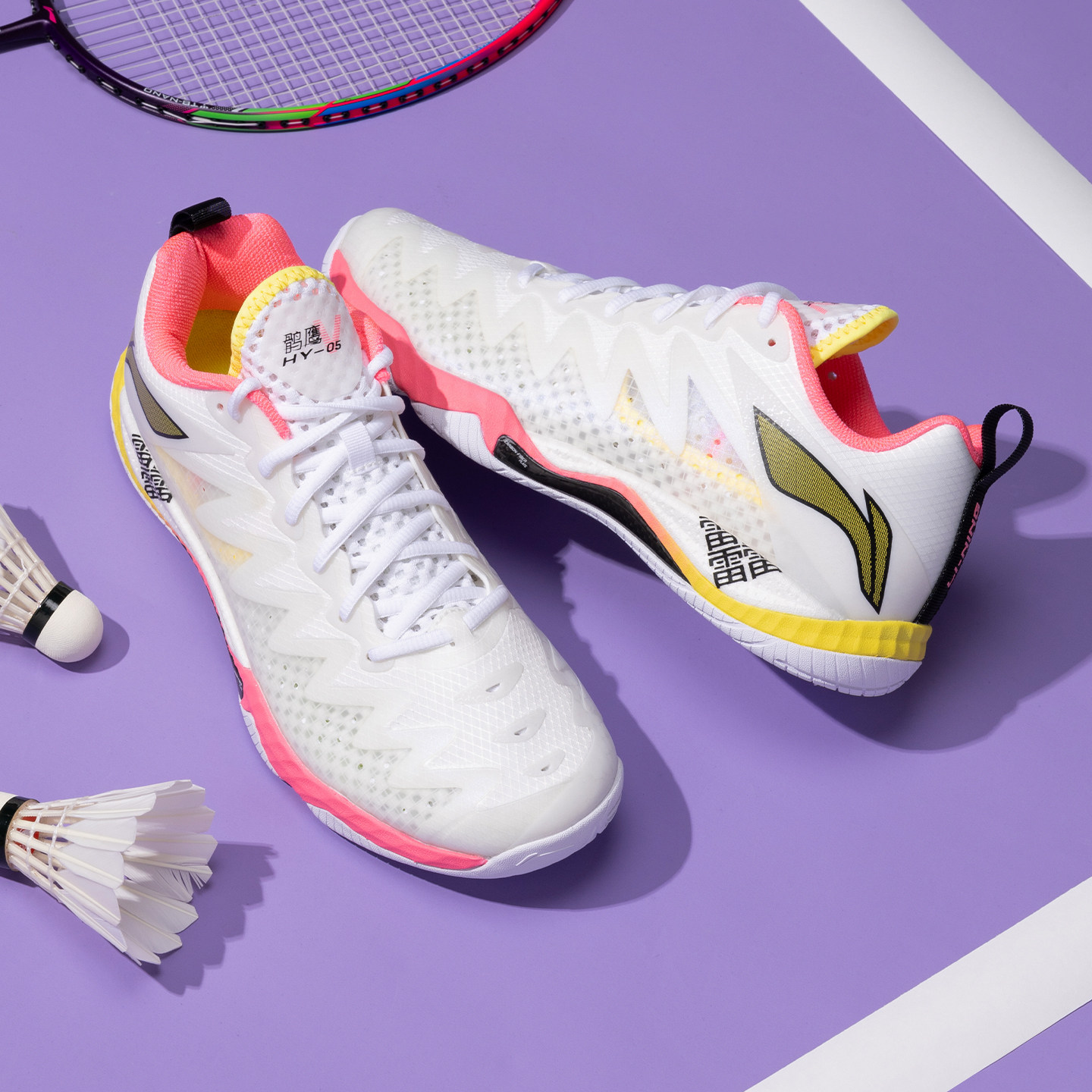 李宁鹘鹰系列打羽毛球运动鞋白色羽毛球鞋男女款专业比赛减震防滑