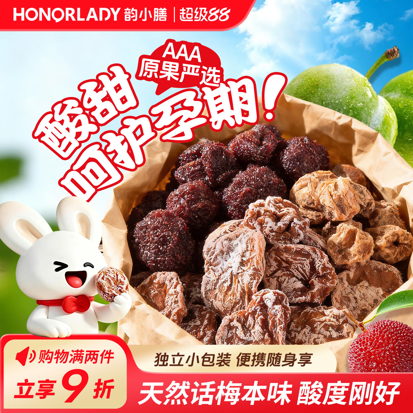 韵小膳无核话梅孕妇零食小吃孕期孕吐控梅饼晚上解饿营养