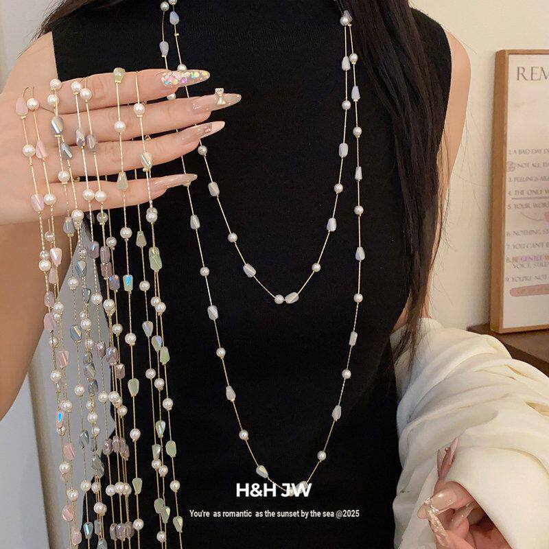 设计感串珠玻璃项链简约高级感女