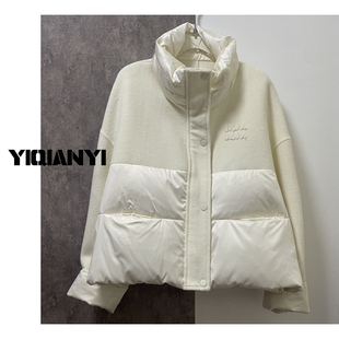 原创设计师绵羊毛白鹅羽绒服短款加厚外套深圳南油高端女装新款冬