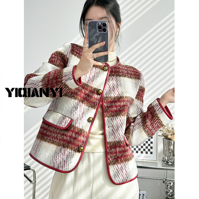 轻奢小香格纹粗花呢显瘦短外套