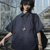 休闲百搭工装 男女夏季 衬衣 衬衫 牧游昏昏日系复古宽松廓形格子短袖