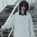 假两件正肩翻领长袖 长袖 套头卫衣男女 加绒宽松polo衫 牧游昏昏