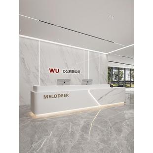 现代简约公司前台烤漆酒店会所大理石接待台收银台美容院吧台定制