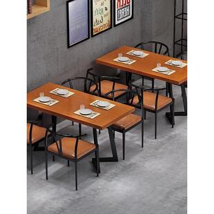 工业风实木餐桌烧烤店火锅店音乐餐吧清吧酒吧餐饮休闲餐桌椅组合