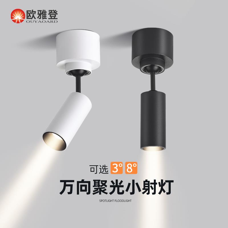 明装聚光射灯深藏防眩玄关小光束3度8度客厅餐桌氛围3W可调天花灯