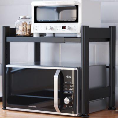 厨房微波炉置物架子带抽屉烤箱收纳可伸缩家用双层台面多功能橱柜