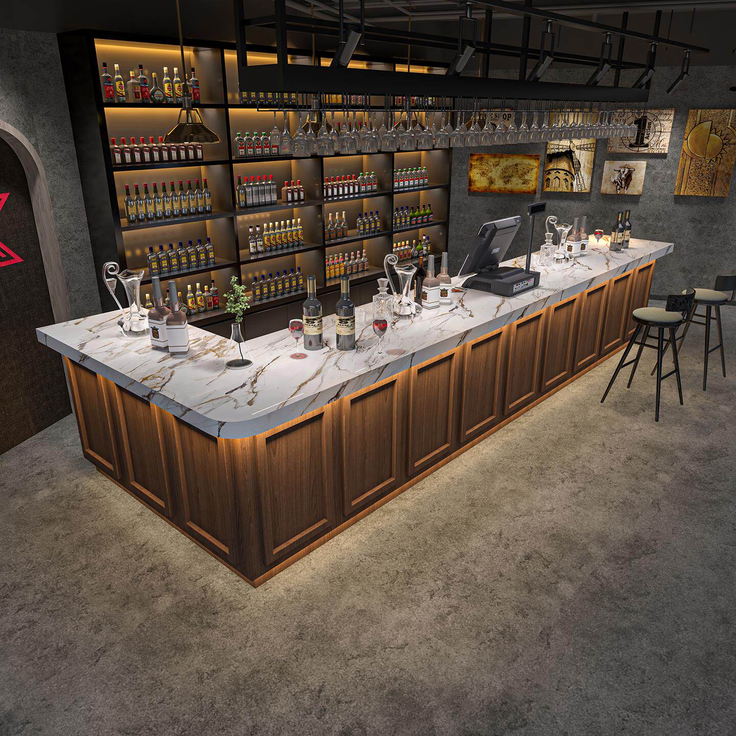 酒吧吧台奶茶店酒馆咖啡厅收银柜台餐饮民宿烧烤店前台接待台桌定