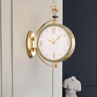 轻奢双面挂钟家用客厅北欧两面钟表中式石英钟创意时尚现代静音钟