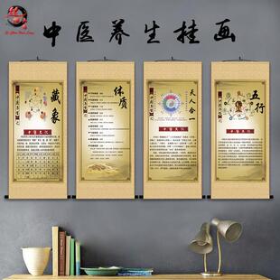 中医养生挂画五行金木水火土天人合一体质藏象诊所足疗店卷轴画