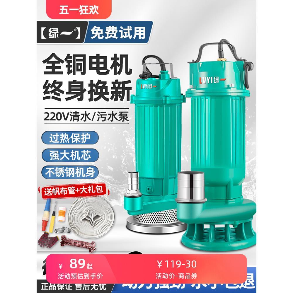 潜水泵220V小型污水泵家用抽水泵高扬程农用抽水机大流量灌溉排污