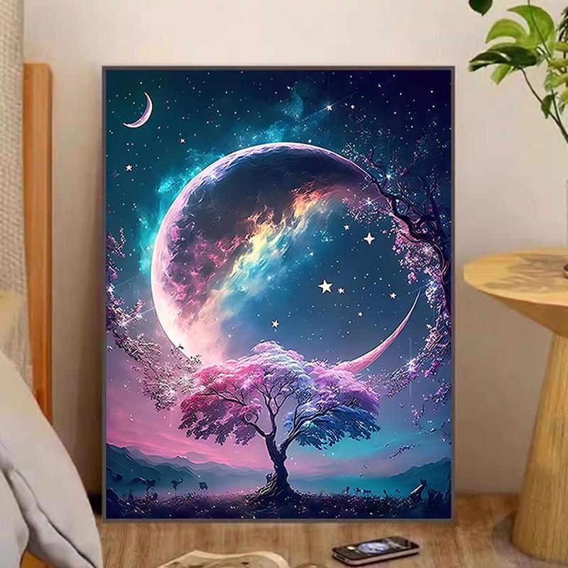 梦幻树风景钻石画2024年新款手工5d点贴钻十字绣客厅餐厅卧室满钻