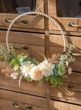 手捧花束夏目蒲公英壁挂仿真花家居装饰花设计婚庆墙饰CF01360