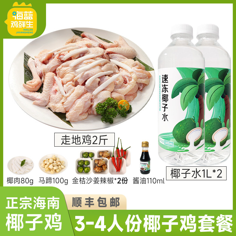 海蓝鸡鲜生海南椰子鸡火锅全套餐3-4人份 散养走地鸡生鲜鸡肉文昌