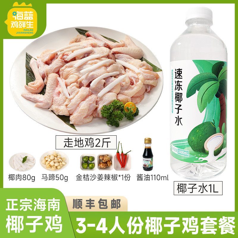 海蓝鸡鲜生海南椰子鸡火锅全套餐3-4人份 散养走地鸡生鲜鸡肉文昌