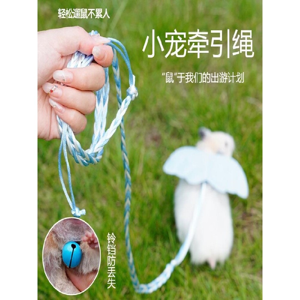 溜仓鼠牵引绳小宠外出天使绳子遛松鼠金丝熊龙猫花枝鼠背心防丢失