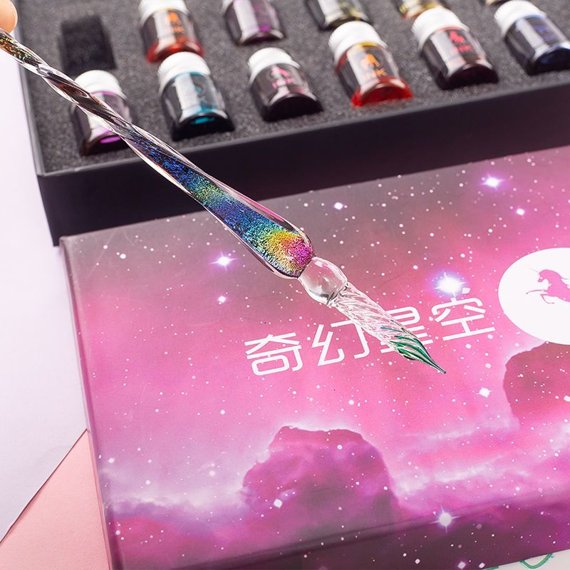 玻璃笔星空蘸水钢笔水晶笔古风仙水彩颜料