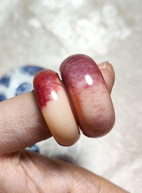 真品骨头戒指红骆驼骨指环男士文玩圆圈配饰男士菩提跑环扳指