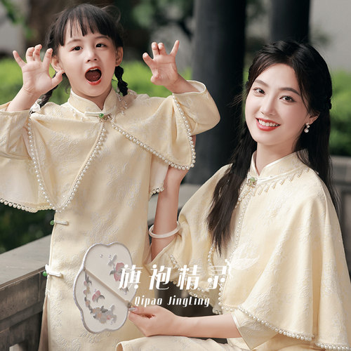 女童旗袍亲子装母女中式连衣裙