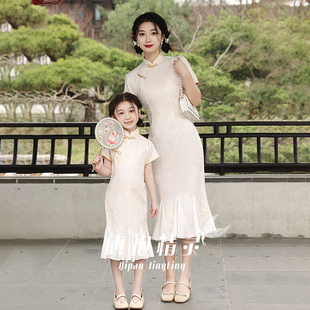 新中式亲子装母女旗袍女童中大童秋季国风儿童改良连衣裙2025新款