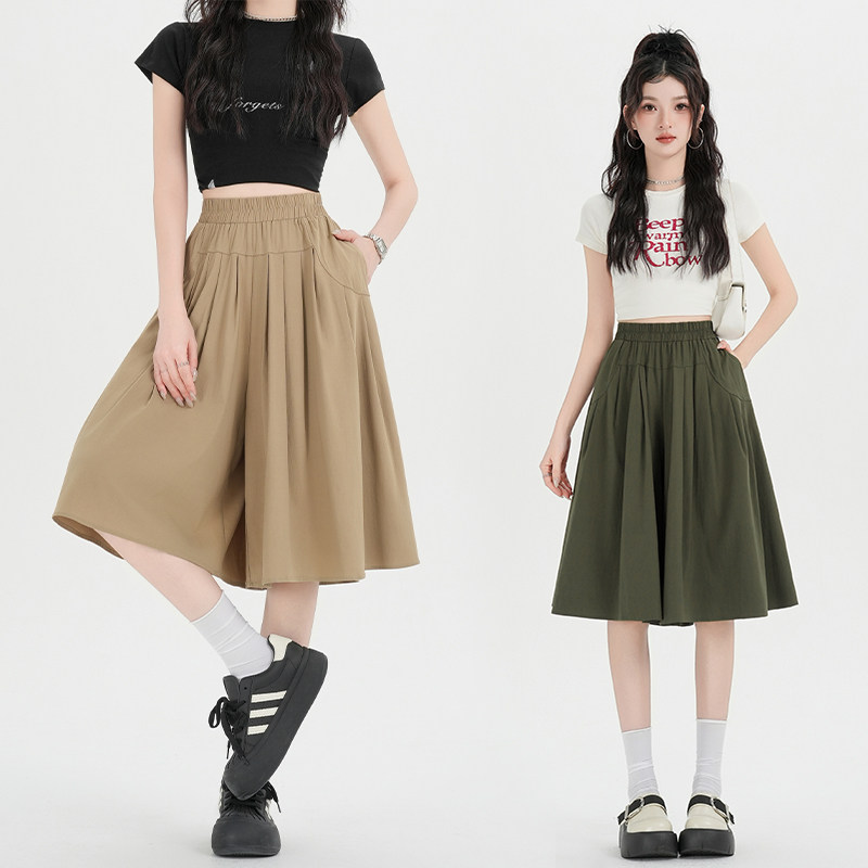 2026冰丝棉麻阔腿裤女松紧高腰显瘦休闲裤小个子宽松七分裤裙,女装/女士精品,休闲裤,淘宝优惠券,粉丝福利购,淘宝优惠卷